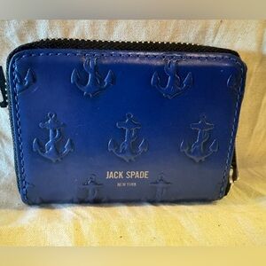 JACK SPADE - Embossed Anchor Leather Zip Cardholder